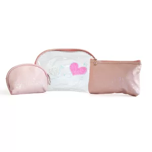 Cosmetiquero 3pcs Diseño Corazón